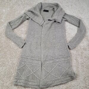 The Limited XS Knit Cardigan Duster Sweater Coat Shawl Collar Gray Cable Knit